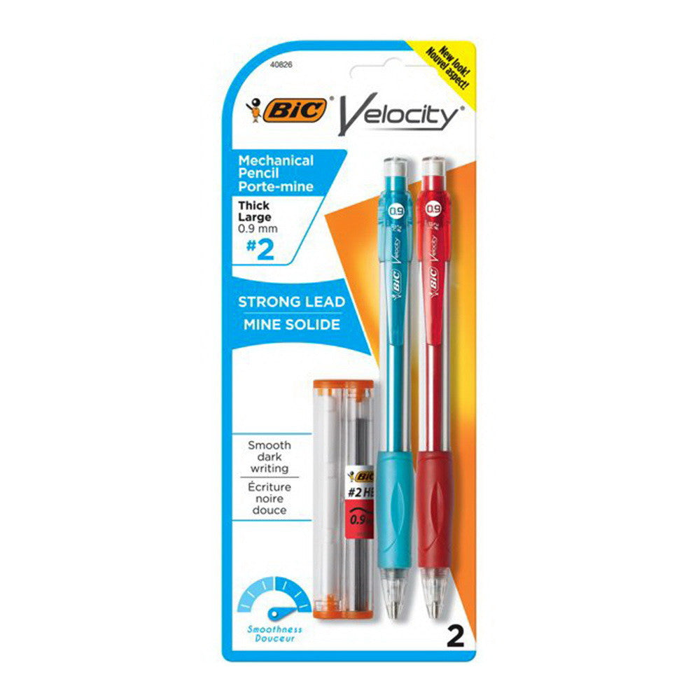 Bic Velocity Mechanical Pencil, Thick Point, 2 Ea